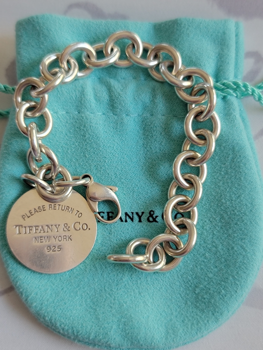 Tiffany & Co. Silver Return to Tiffany Round Tag Link Bracelet - Silver